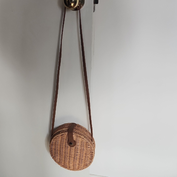 Zara Handbags - Natural Woven Crossbody Bag. Round Shape.